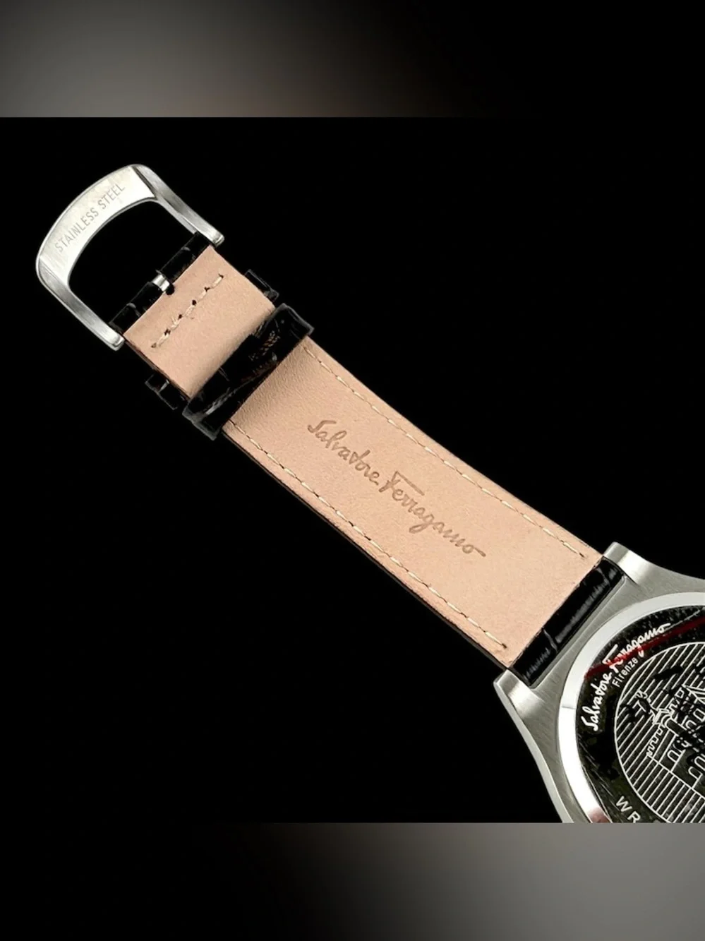 Brand New Salvatore Ferragamo Silver Dial Watch with Brown Leather Strap